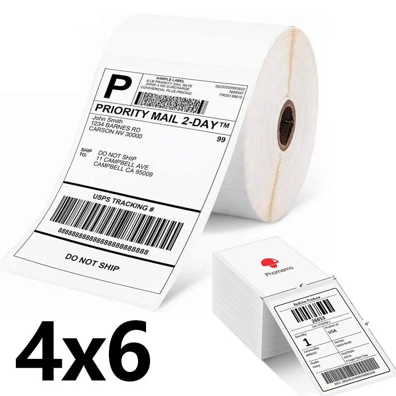 500-5000pcs 4" x 6" Phomemo Thermal Shipping Labels Sticker Paper for Royal Mail