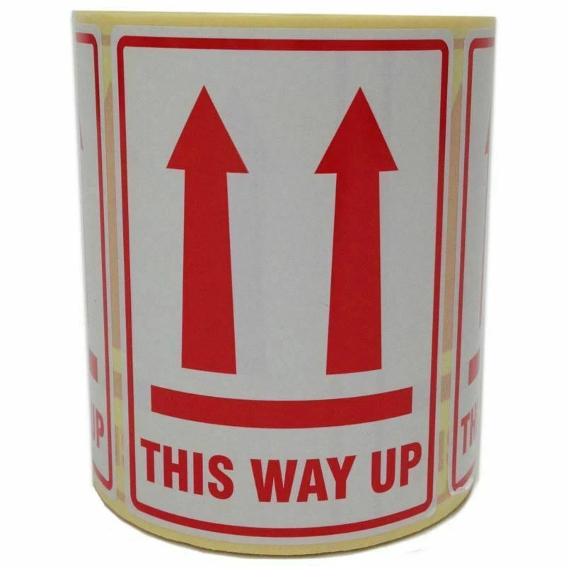 This Way Up Printed Parcel Labels - Postage Stickers - Permanent Self Adhesive