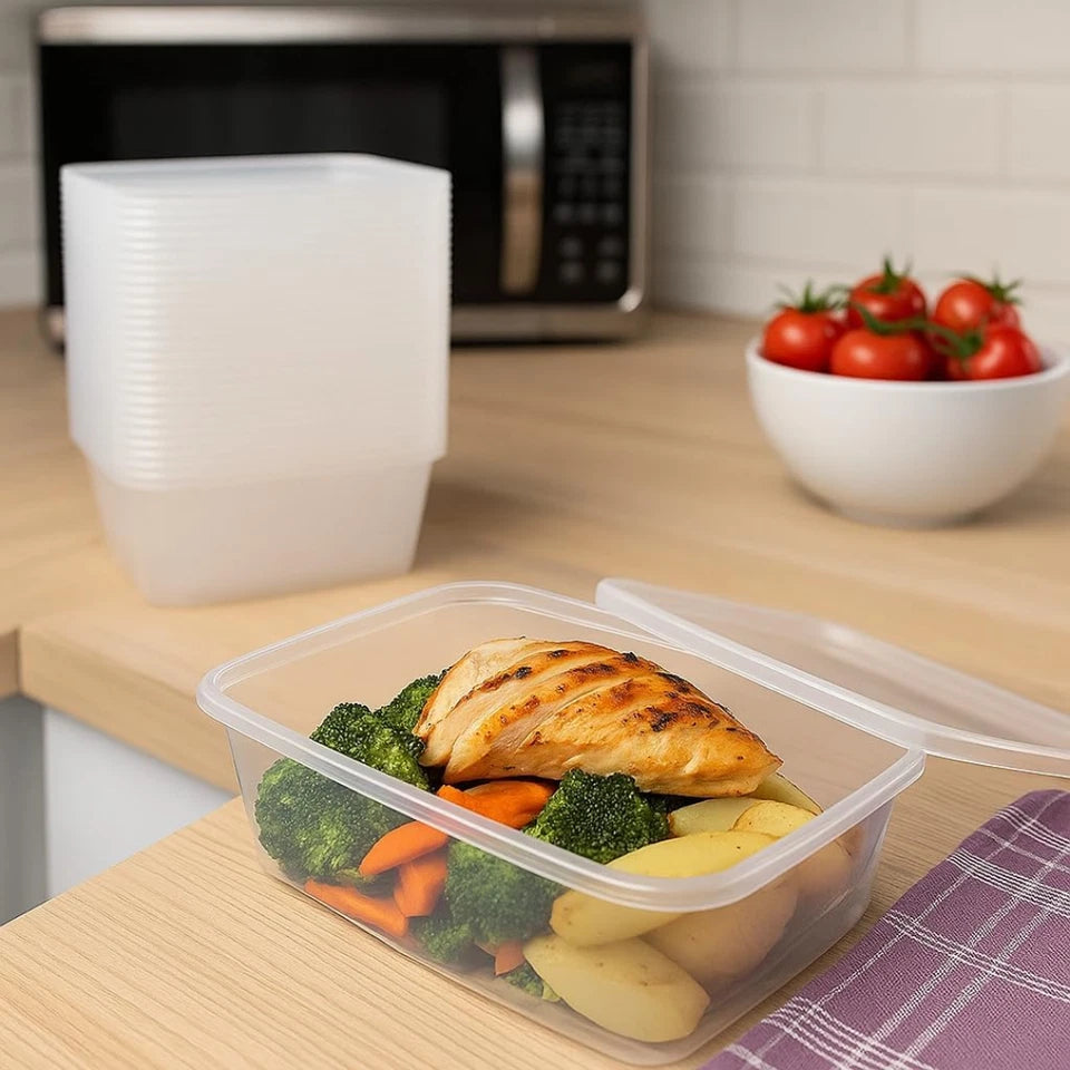 Plastic Food Containers with Lids Takeaway Microwave Freezer Safe Storage