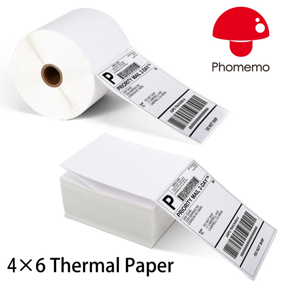 500-5000pcs 4" x 6" Phomemo Thermal Shipping Labels Sticker Paper for Royal Mail