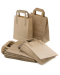 Brown Kraft Paper Bags SOS Food Carrier Bags With Handles Parties Takeaway