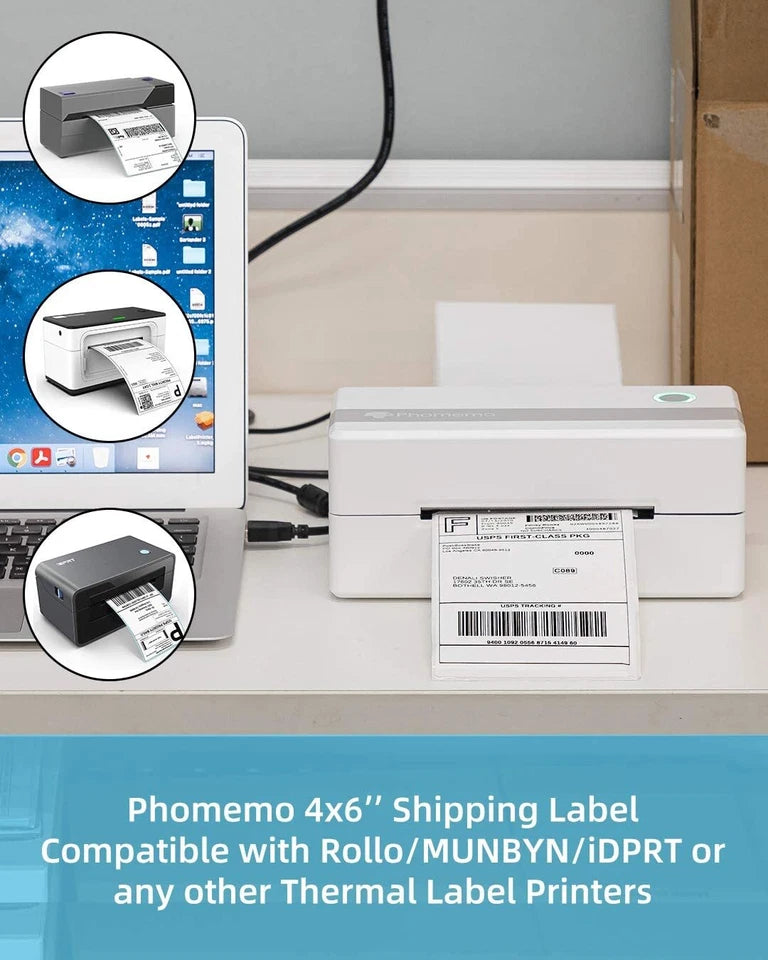 500-5000pcs 4" x 6" Phomemo Thermal Shipping Labels Sticker Paper for Royal Mail