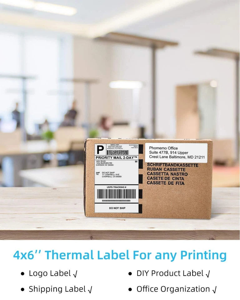 500-5000pcs 4" x 6" Phomemo Thermal Shipping Labels Sticker Paper for Royal Mail