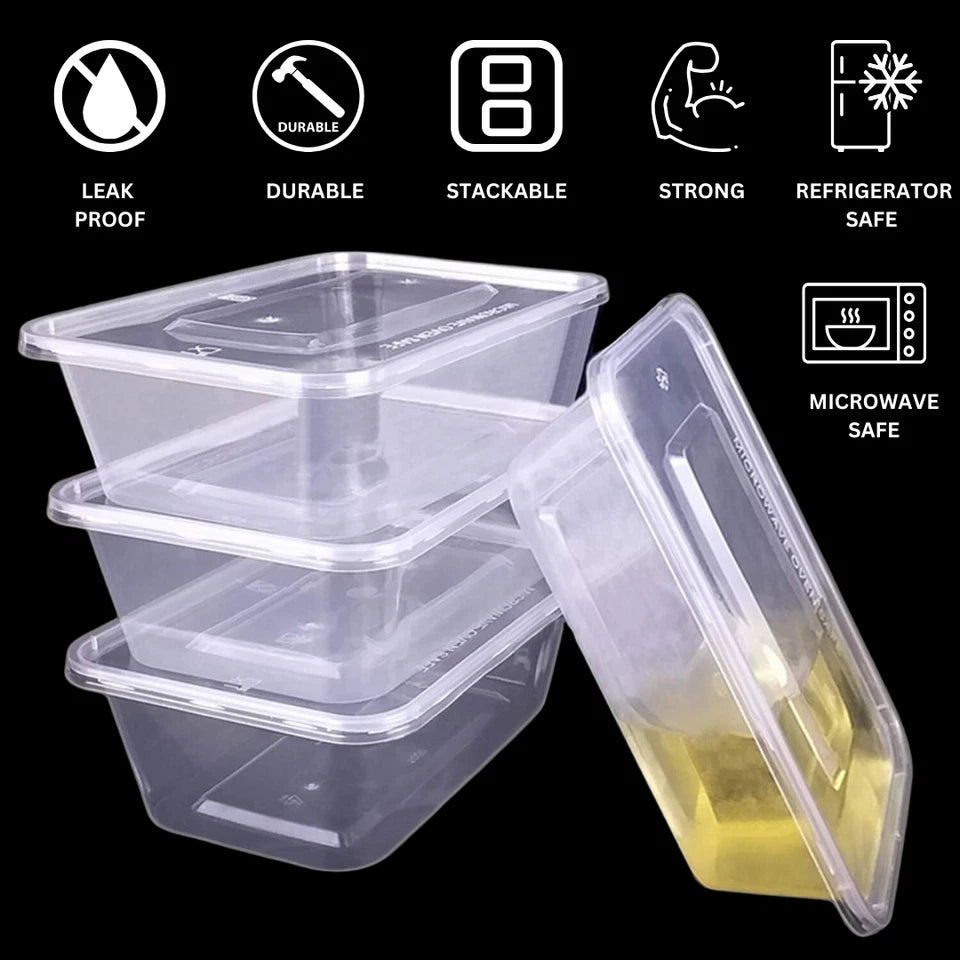 Plastic Food Containers with Lids Takeaway Microwave Freezer Safe Storage