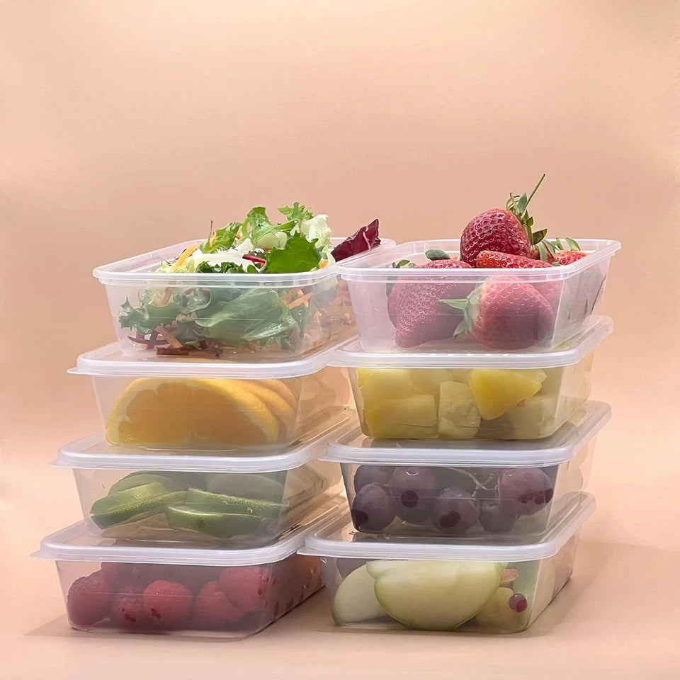 Plastic Food Containers with Lids Takeaway Microwave Freezer Safe Storage