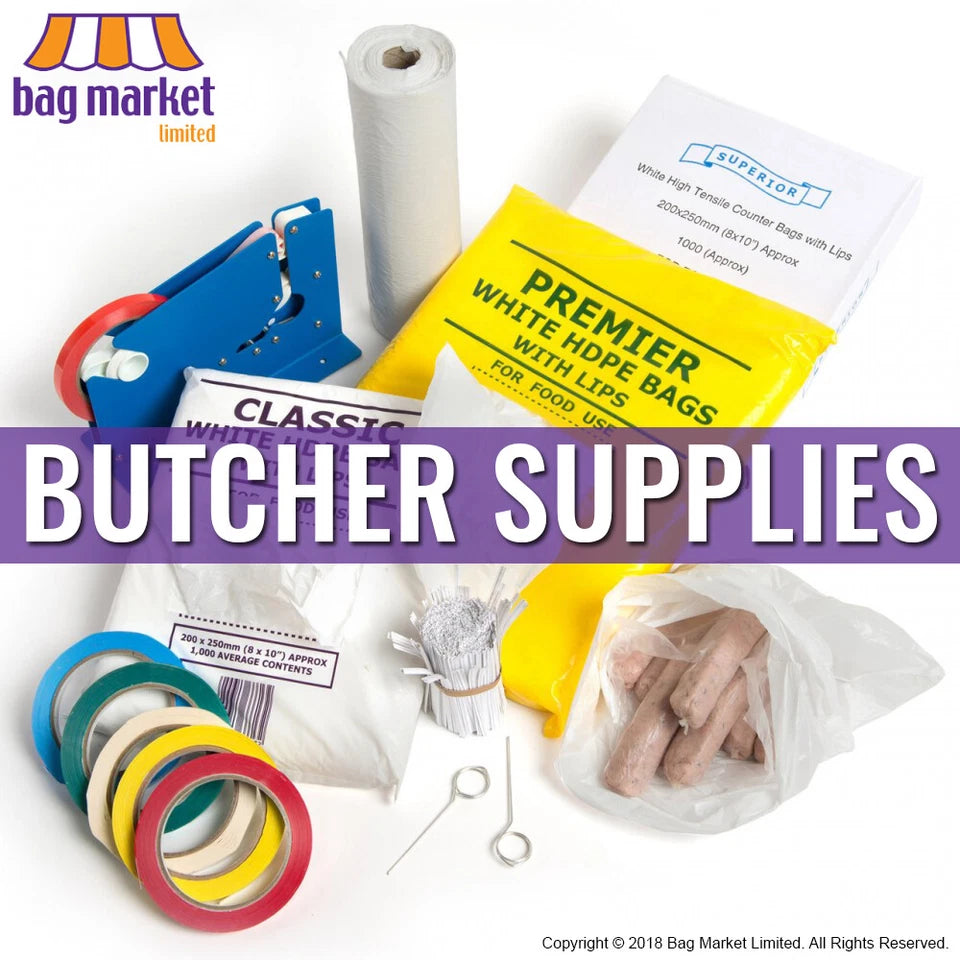 Strong HDPE White Butcher Counter Bags, 12mu, Food, Meat, Freezer, Polythene